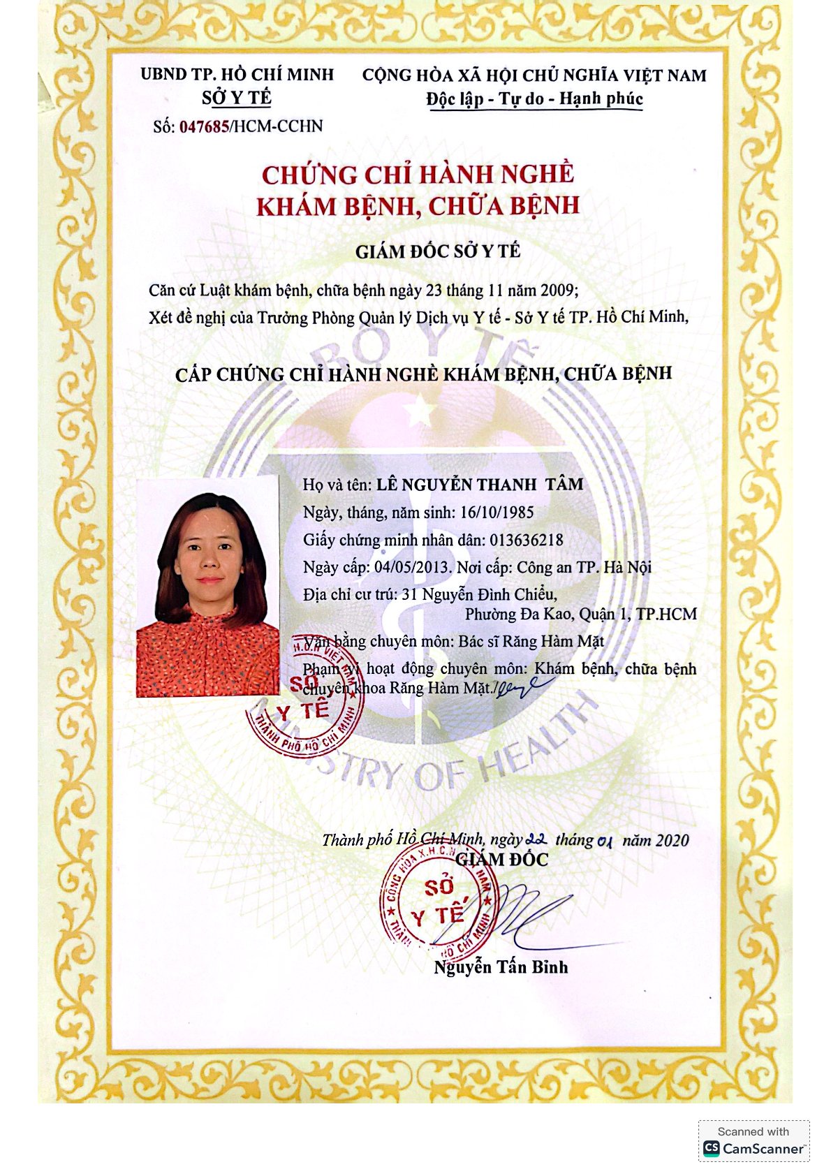 CHỨNG CHỈ HÀNH NGHỀ