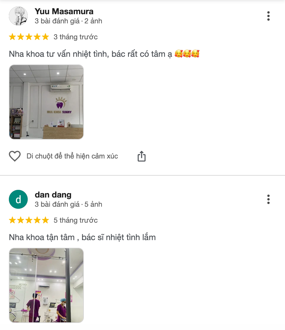 Đánh giá của khách hàng về Nha Khoa Sunny