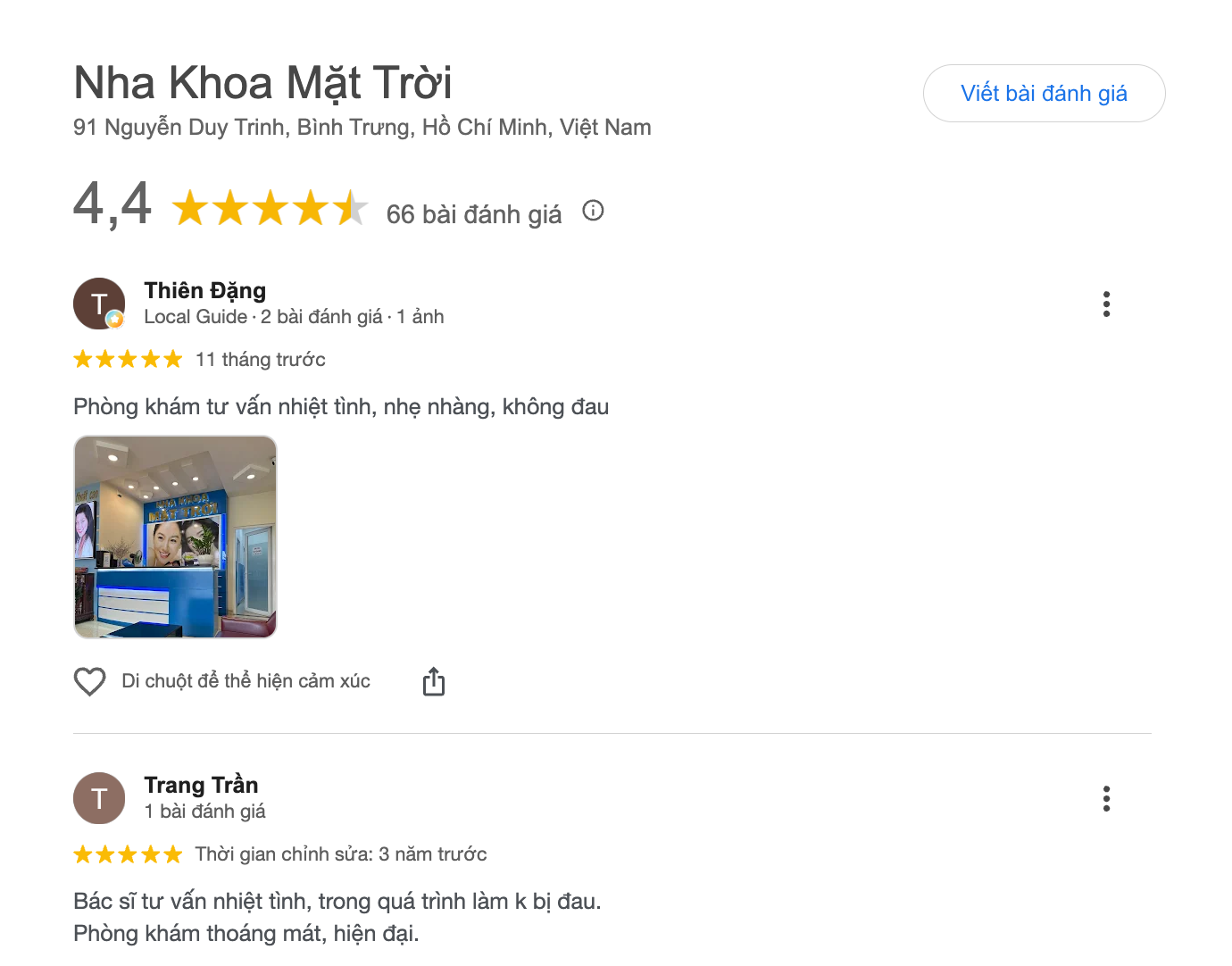 Đánh giá từ khách hàng về Nha Khoa Mặt Trời