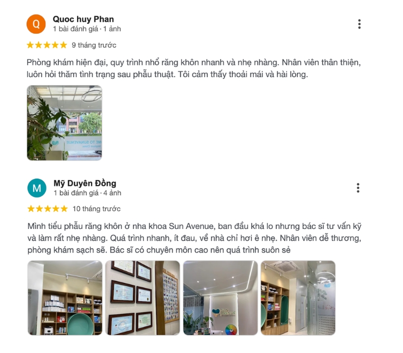 Đánh giá khách hàng về Nha Khoa Sun Avenue